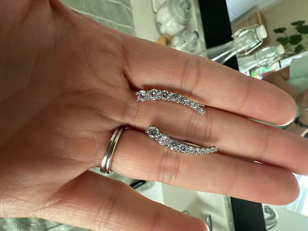Sterling Silver Cubic Zirconia Ear Climber Crawler Earrings Silver